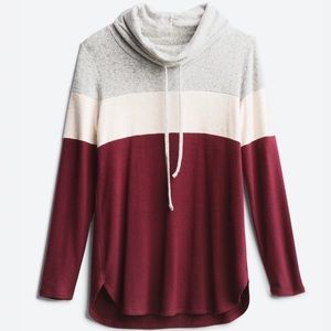 Market & Spruce Cowl Neck Color Block Knit Top